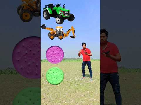 Colourfull rotating Biscuits to tractor, jcb, roller & toto - funny vfx magic video #shortsfeed