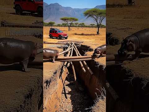 Hippo's Ingenuity Saves The Day! #animals #rescue #wildlife