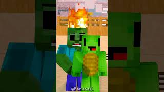 JJ sister team vs Zombie girl team JUMP FALL Water save battle in Beach Edit Version #minecraft