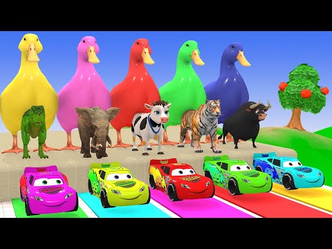 Long Slide Game With Cow Elephant Gorilla Hippopotamus Tiger 3d Animal Game Funny 3d Animals