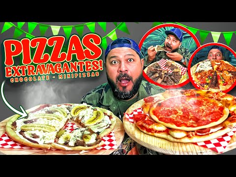 Probando la PIZZA CON PLÁTANOS FRITOS, Sabritas y más / 🤤 Pizzas EXTRAVAGANTES 🍕