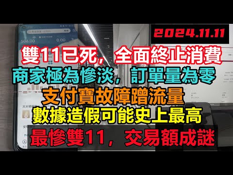 從此再無雙11，全民終止消費！網購平台商家訂單為零，數據造假可能史上最高，億人躺平混日子，商家開業即倒閉，44萬億地方債提前爆！經濟危機迫在眉睫，消費降級#無修飾的中國#大陸經濟#大陸光棍節