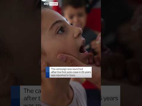 Palestinian children receive polio vaccine in Gaza