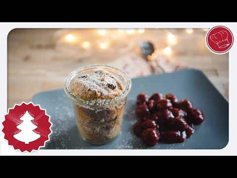 Weihnachtsdessert: Stollen im Glas mit Lebkuchenkirschen, vegan | elegant-kochen.de