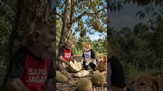 Monyet dan teman-teman panen durian #animasilucu #animasi #kartun #kartunanak #kartunlucu #shorts