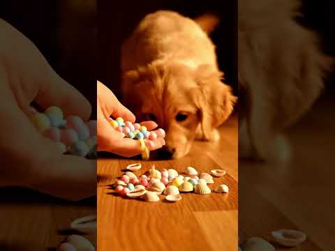puppies + colorful pebbles are slowly poured 🐶 🌈 #asmr #puppy #satisfaction #reverse video