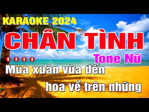 Chân Tình Karaoke Tone Nữ (D#m) Nhạc Sống | Trung Hiếu
