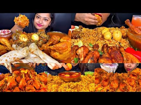 ASMR EATING SPICY CHICKEN BIRYANI WITH CHICKEN CURRY, EGGS | BEST INDIAN FOOD MUKBANG |Foodie India|