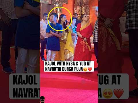 Kajol with Nysa devgan & Yug devgan at Navratri durga puja 🥺