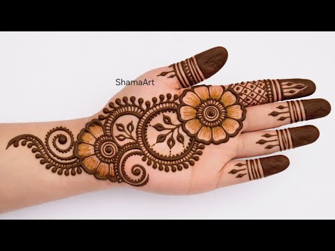 simple and aesthetic mehndi design for front hand