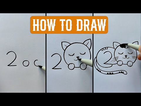 बिल्ली का चित्र बनाने का आसान तरीका | how to draw cat with help of 200 step by step in Hindi #art