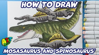 How to Draw the Mosasaurus and Spinosaurus