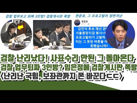 검찰 난리났다! 사표 수리안된 그 돌아온다ㄷㄷ 검찰 업무퇴짜 3인방 임은정에 검찰게시판 폭발!!
