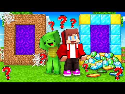 JJ and Mikey: POOR vs RICH Pick a Portal Battle in Minecraft - Maizen