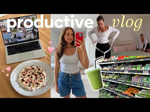 vlog: let's be productive together! ⭐️ healthy habits, pilates, fav meals + more