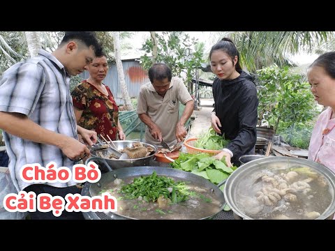 Chú 5 NẤU NỒI CHÁO SƯỜN, LÒNG BÒ, Hái Cải Bẹ Xanh Nhúng Ăn Còn Gì Bằng 