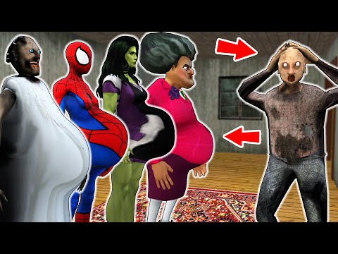 Pregnant Granny, Spider-Girl, Scary Teacher vs Grandpa - funny horror animation (30 min. fun)