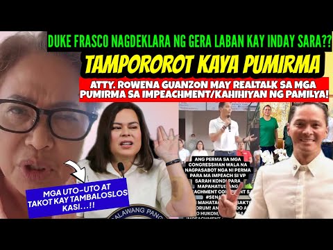 DUKE FRASCO NAGDEKLARA ng GIYERA VS INDAY SARA/PUMIRMA sa IMPEACHMENT DAHIL sa PERSONAL na TAMPO!