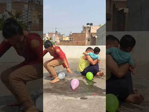 Water balloon popping challenge 😀✌️ #shorts #viral #youtubeshorts