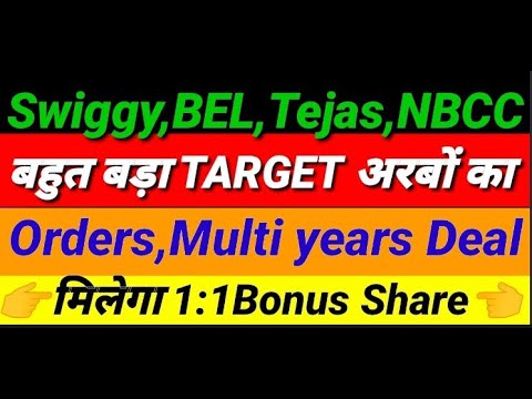 Swiggy, BEL, Tejas, NBCC बहुत बड़ा target अरबो का Order, Multi Year Deal मिलेगा 1:1 Bonus