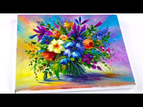 Painting Tutorial | Floral Painting | Acrylic Painting