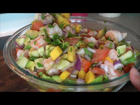 Ceviche (Mango, Clamato, Lime Juice, Jalapeno, Cucumber, Shrimp, Cilantro, Crema)