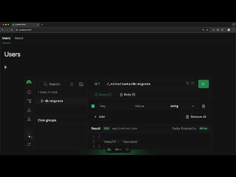 Run Tasks (like DB Migrations) in Nuxt DevTools