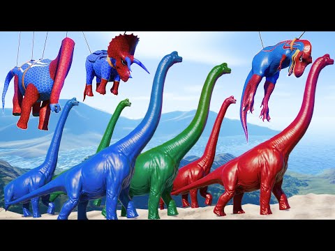 TRex and Brachiosaurus Color Pack vs I-Rex vs  Epic Dinosaurs Fighting Jurassic World Evolution