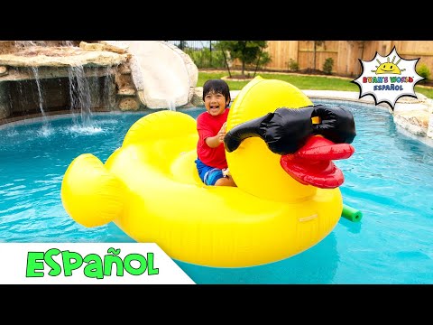 Vamos a nadar en nuestra nueva piscina por la primera vez contoboganes