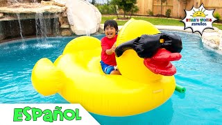 Vamos a nadar en nuestra nueva piscina por la primera vez contoboganes