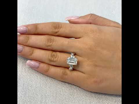 2.82 carat Emerald & Baguette Cut Lab Diamond Ring