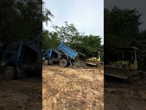 Amazing dump truck Overloading Soils! Good working bulldozer D20P