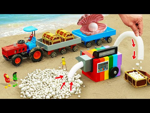 Diy tractor mini making Pearl Collector Machine | Rescue mini Train transporting Treasures | HP Mini