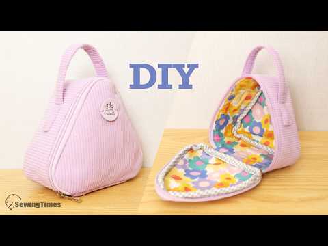 DIY Triangular Makeup Bag｜Zipper Closure & Easy Handle