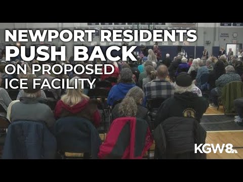 YouTube video thumbnail: Community Pushes Back on Potential ICE Facility During Wyden’s Newport Town Hall