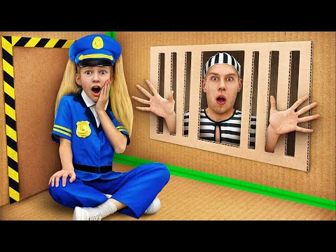 Kids escape cardboard prison and play hide and seek