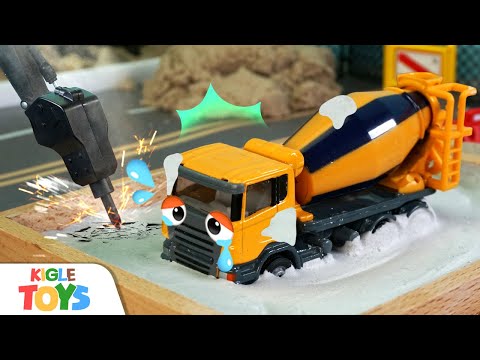 Save the Concrete Mixer Truck Struck in Cement😂 Cocobi Toy Car Rescue Team