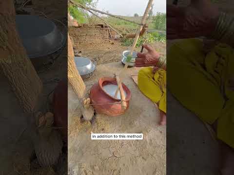 Traditional Butter Making in Pakistan 🍶 #GoatSkinChurning 🐐