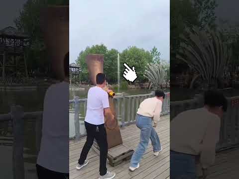 Water fountains rise higher into the air fueled by the screaming sound of people!