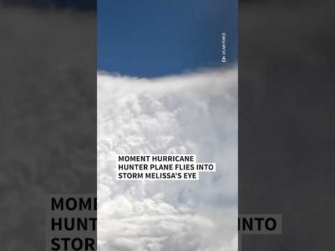 Moment hurricane hunter plane flies into storm Melissa’s eye