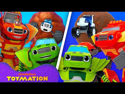 Blaze Toys Transform into Robots & Rescue Monster Machines from GIANT Meatball! | Toymation