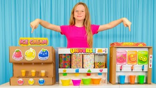 ناستيا مع آلات الحلوى تعلم الأطفال مساعدة والديهم