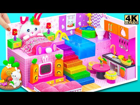 Make Pink Bunny House with Cute Rabbit Bedroom, Mega Pool for Hamster ❤️ DIY Miniature House