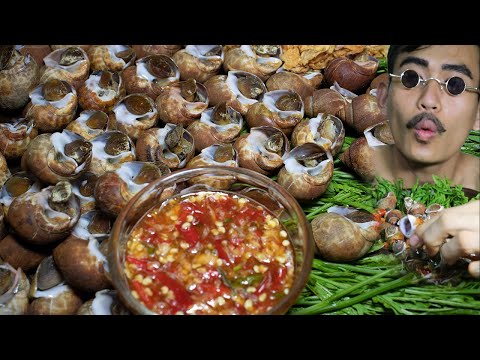 Wow! Snail crispy and eat - Amazing video, Delicious Snails eating With Spicy Garlic Recipe