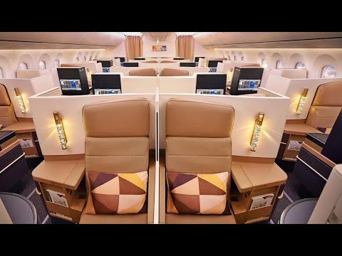 Etihad airways Boeing 787 dreamliner business class (studio) from Abu Dhabi to Bangkok