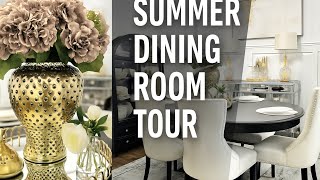 Summer Dining Room Tour | Traditional Meets Modern Glam + China Cabinet Styling Ideas
