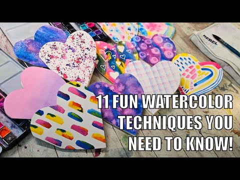 11 Fun watercolor techniques you should know! - Plus cute cards!