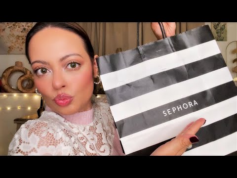 ASMR| SEPHORA HAUL- NEW Makeup Show & Tell! Tapping, Tracing, Lid Sounds for SLEEP & TINGLES