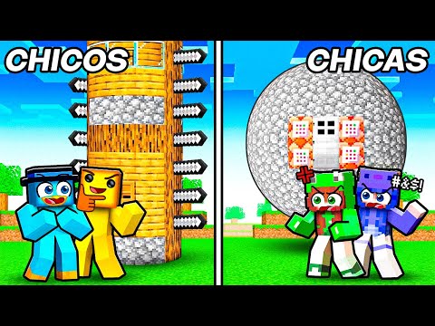 Base Ilegal de CHICOS vs CHICAS en Minecraft!