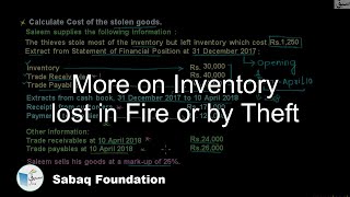 More on Inventory lost in Fire or by Theft
